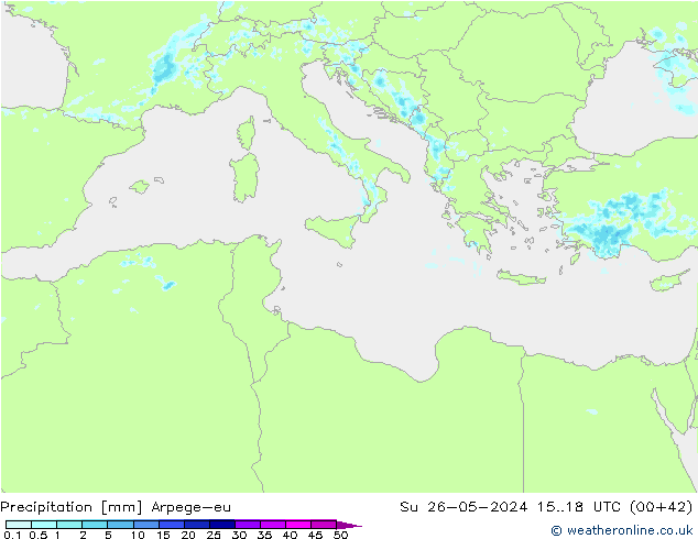 Precipitation Arpege-eu Su 26.05.2024 18 UTC