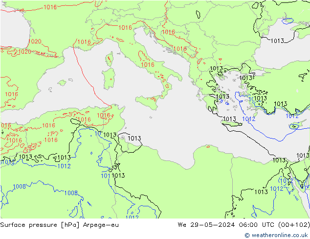 приземное давление Arpege-eu ср 29.05.2024 06 UTC