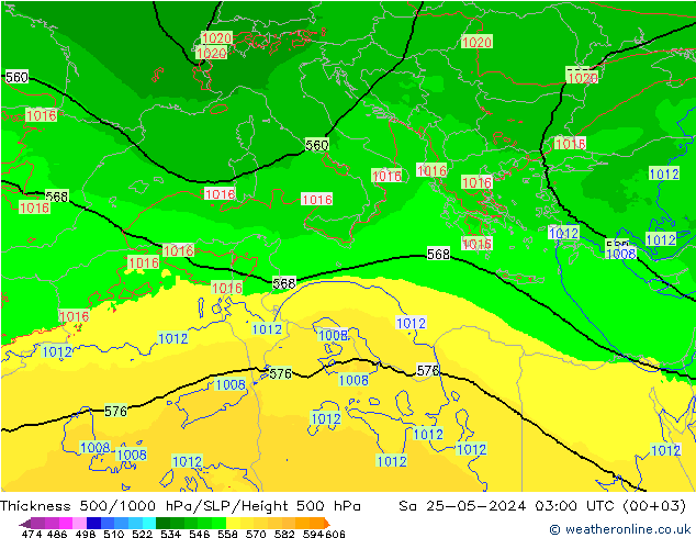 Thck 500-1000hPa Arpege-eu Sáb 25.05.2024 03 UTC