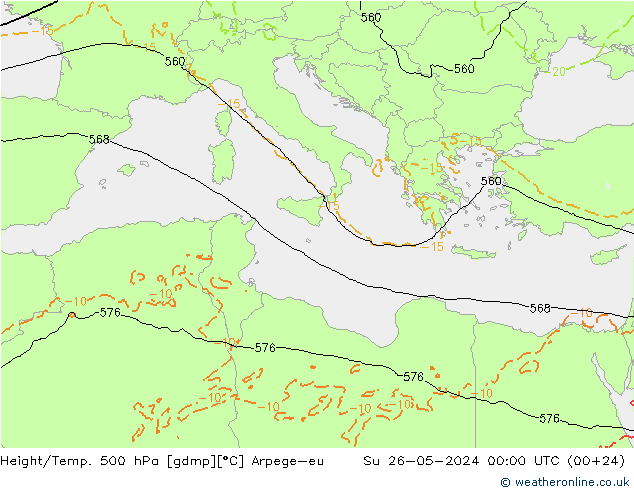 Height/Temp. 500 hPa Arpege-eu Ne 26.05.2024 00 UTC