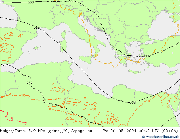 Height/Temp. 500 hPa Arpege-eu St 29.05.2024 00 UTC