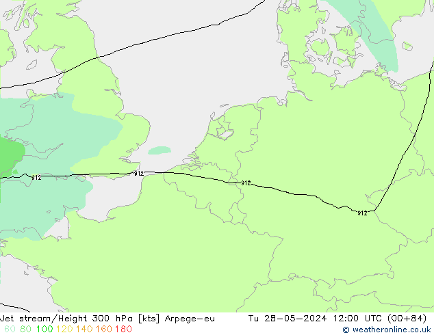 Jet stream/Height 300 hPa Arpege-eu Tu 28.05.2024 12 UTC