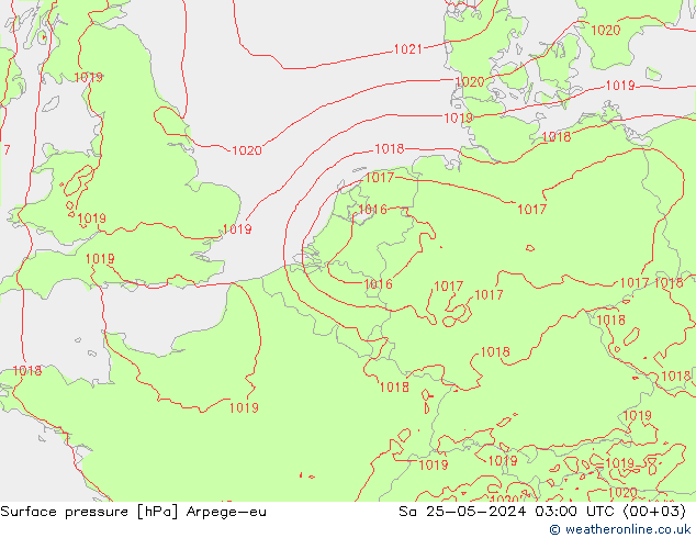地面气压 Arpege-eu 星期六 25.05.2024 03 UTC