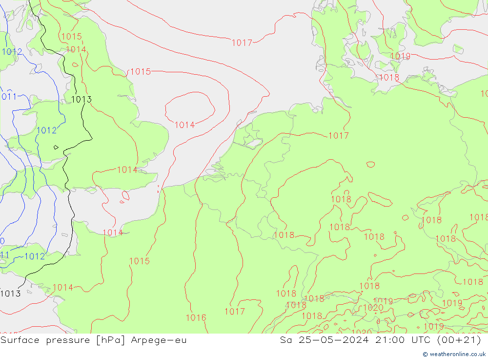 Luchtdruk (Grond) Arpege-eu za 25.05.2024 21 UTC