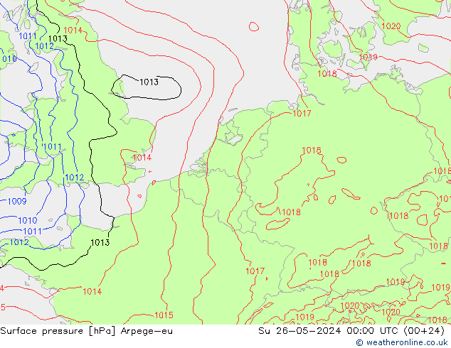 Pressione al suolo Arpege-eu dom 26.05.2024 00 UTC