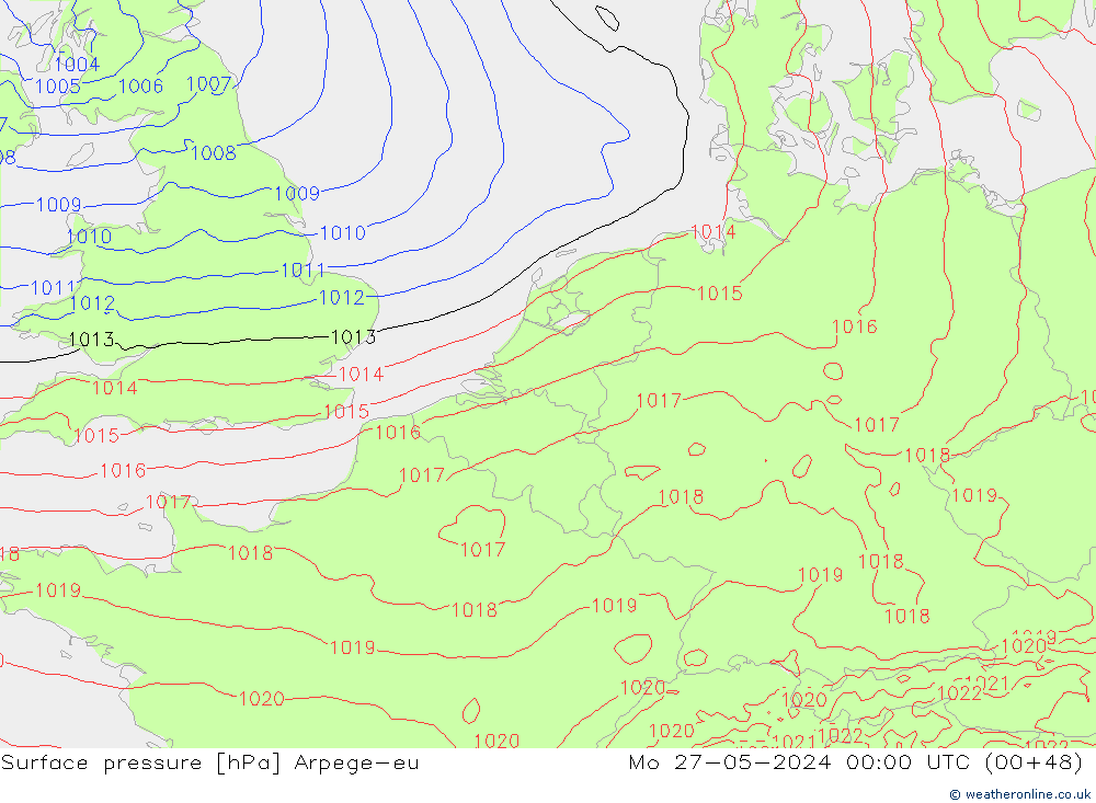 приземное давление Arpege-eu пн 27.05.2024 00 UTC