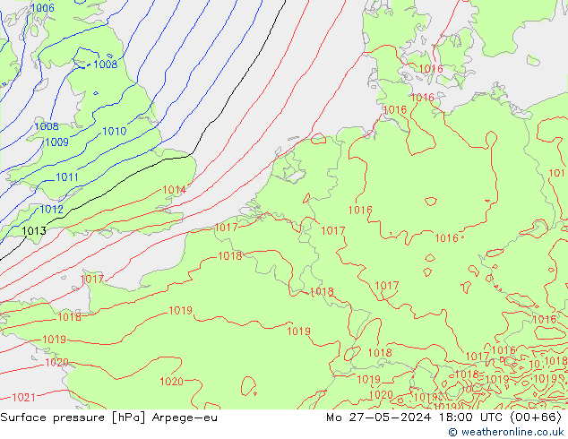 pression de l'air Arpege-eu lun 27.05.2024 18 UTC