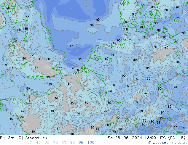 RH 2m Arpege-eu Sa 25.05.2024 18 UTC