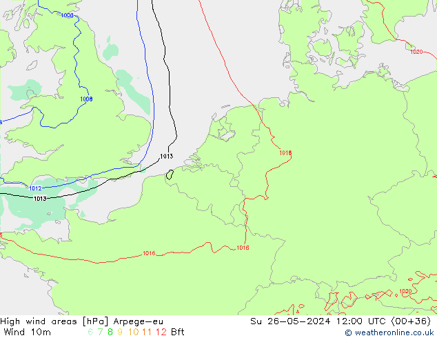 High wind areas Arpege-eu Вс 26.05.2024 12 UTC