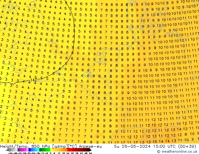 Height/Temp. 850 hPa Arpege-eu Su 26.05.2024 15 UTC