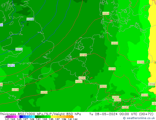 Thck 850-1000 hPa Arpege-eu wto. 28.05.2024 00 UTC