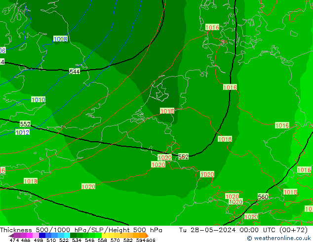 Dikte 500-1000hPa Arpege-eu di 28.05.2024 00 UTC