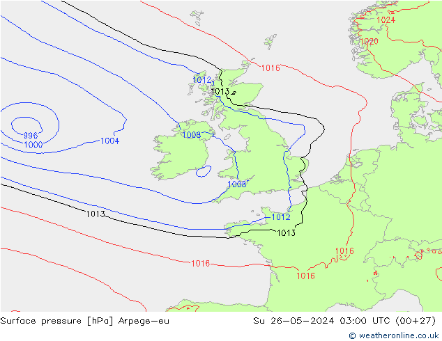 Luchtdruk (Grond) Arpege-eu zo 26.05.2024 03 UTC