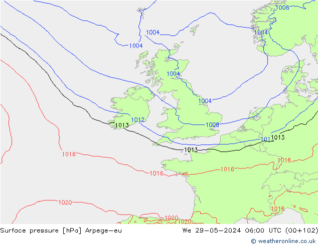 pression de l'air Arpege-eu mer 29.05.2024 06 UTC
