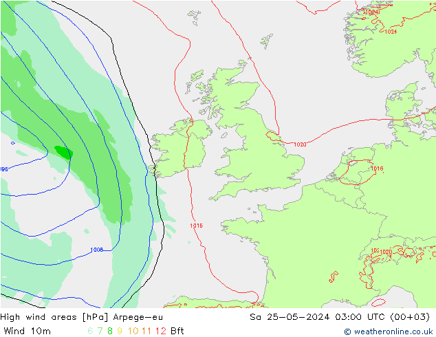 yüksek rüzgarlı alanlar Arpege-eu Cts 25.05.2024 03 UTC
