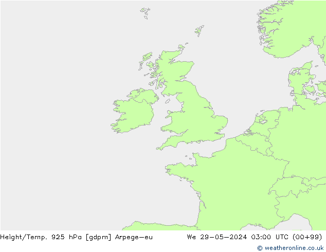 Height/Temp. 925 hPa Arpege-eu We 29.05.2024 03 UTC