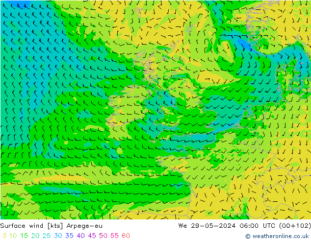 ветер 10 m Arpege-eu ср 29.05.2024 06 UTC