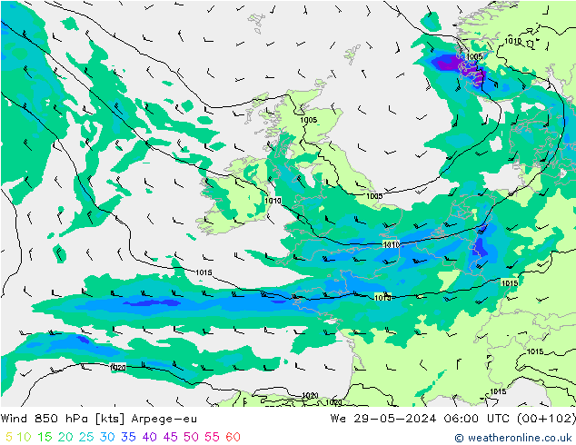  850 hPa Arpege-eu  29.05.2024 06 UTC