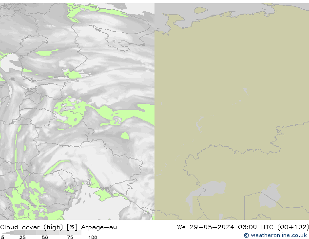 Bewolking (Hoog) Arpege-eu wo 29.05.2024 06 UTC