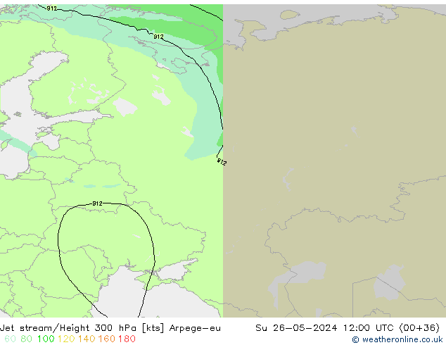 Jet stream/Height 300 hPa Arpege-eu Su 26.05.2024 12 UTC