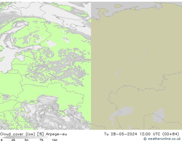 Bewolking (Laag) Arpege-eu di 28.05.2024 12 UTC