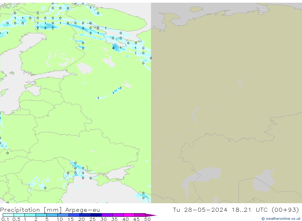 Precipitación Arpege-eu mar 28.05.2024 21 UTC