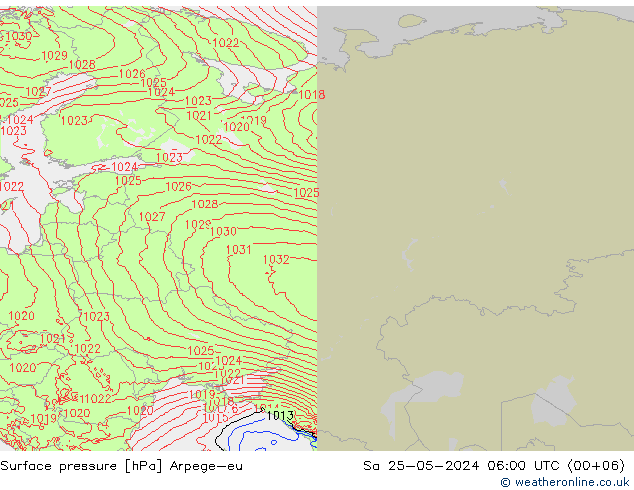 Surface pressure Arpege-eu Sa 25.05.2024 06 UTC