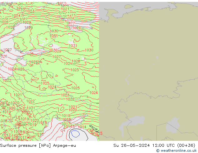 Surface pressure Arpege-eu Su 26.05.2024 12 UTC