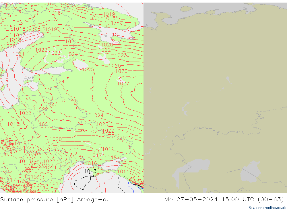 Pressione al suolo Arpege-eu lun 27.05.2024 15 UTC