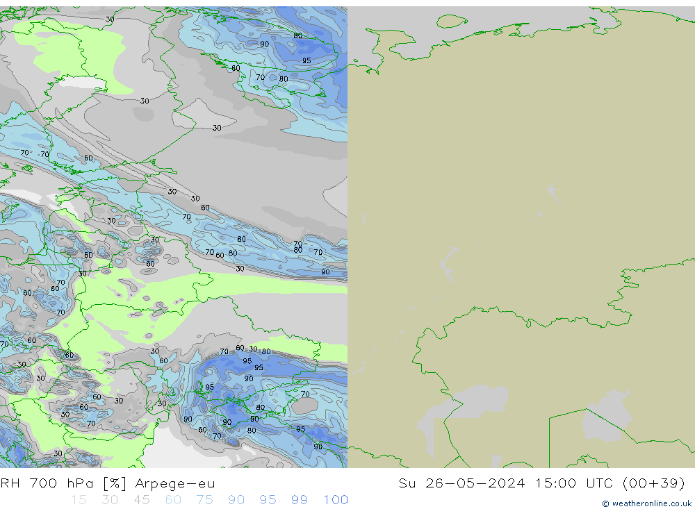 RH 700 hPa Arpege-eu  26.05.2024 15 UTC