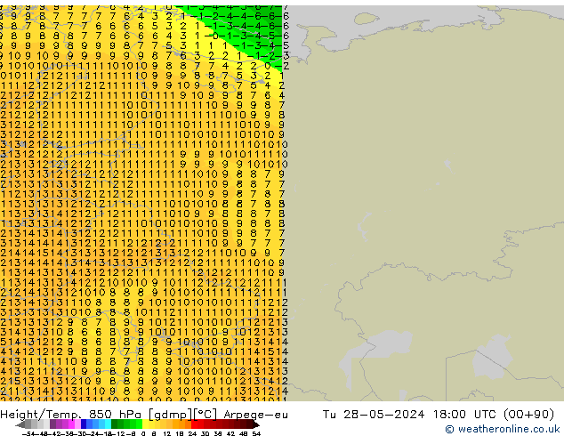 Height/Temp. 850 hPa Arpege-eu mar 28.05.2024 18 UTC