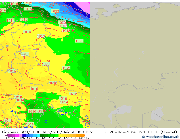 Dikte 850-1000 hPa Arpege-eu di 28.05.2024 12 UTC