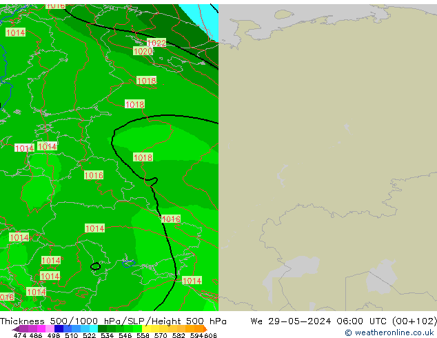 Thck 500-1000hPa Arpege-eu śro. 29.05.2024 06 UTC