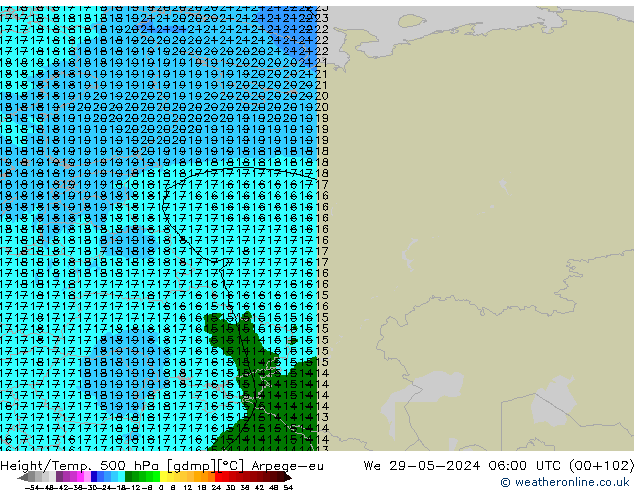 Géop./Temp. 500 hPa Arpege-eu mer 29.05.2024 06 UTC