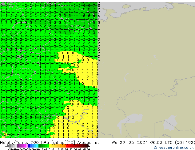 Height/Temp. 700 hPa Arpege-eu We 29.05.2024 06 UTC