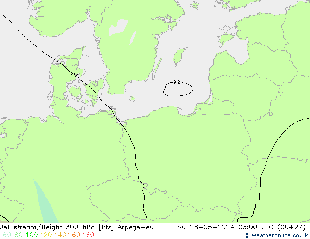 Jet stream/Height 300 hPa Arpege-eu Su 26.05.2024 03 UTC