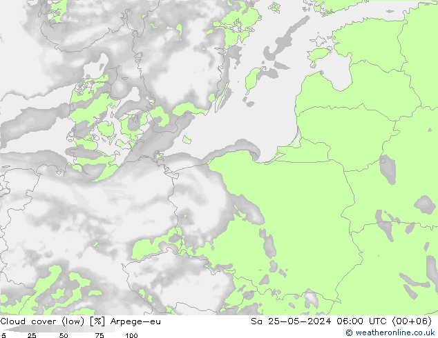 облака (низкий) Arpege-eu сб 25.05.2024 06 UTC