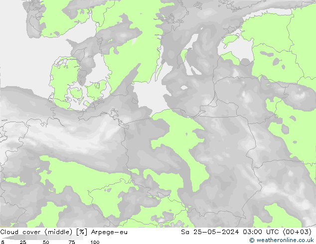 облака (средний) Arpege-eu сб 25.05.2024 03 UTC