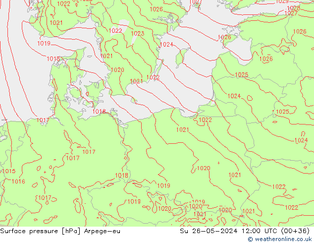 pressão do solo Arpege-eu Dom 26.05.2024 12 UTC