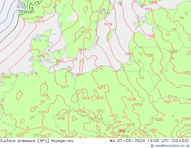 Surface pressure Arpege-eu Mo 27.05.2024 15 UTC