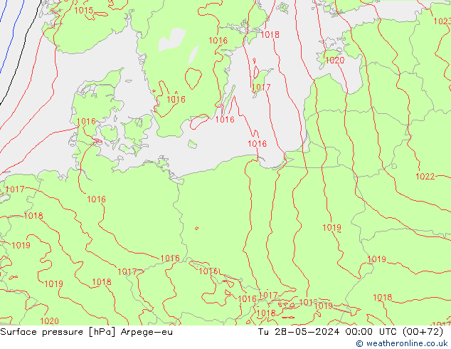 Surface pressure Arpege-eu Tu 28.05.2024 00 UTC