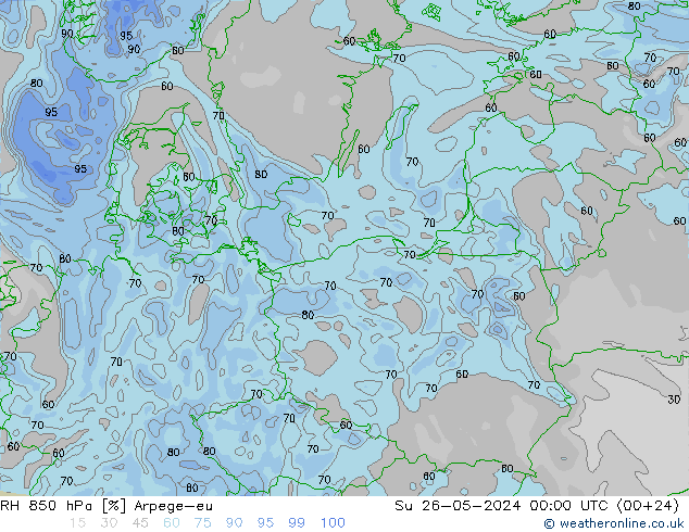 RH 850 hPa Arpege-eu Su 26.05.2024 00 UTC