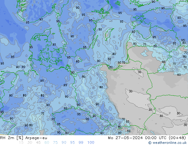 RH 2m Arpege-eu пн 27.05.2024 00 UTC