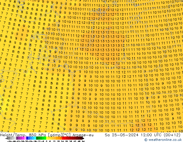 Height/Temp. 850 hPa Arpege-eu sab 25.05.2024 12 UTC