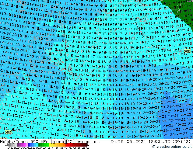 Yükseklik/Sıc. 500 hPa Arpege-eu Paz 26.05.2024 18 UTC