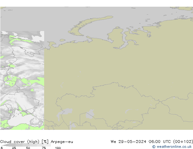 Wolken (hohe) Arpege-eu Mi 29.05.2024 06 UTC