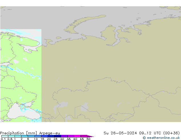 Precipitation Arpege-eu Su 26.05.2024 12 UTC