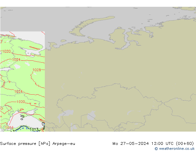 Atmosférický tlak Arpege-eu Po 27.05.2024 12 UTC