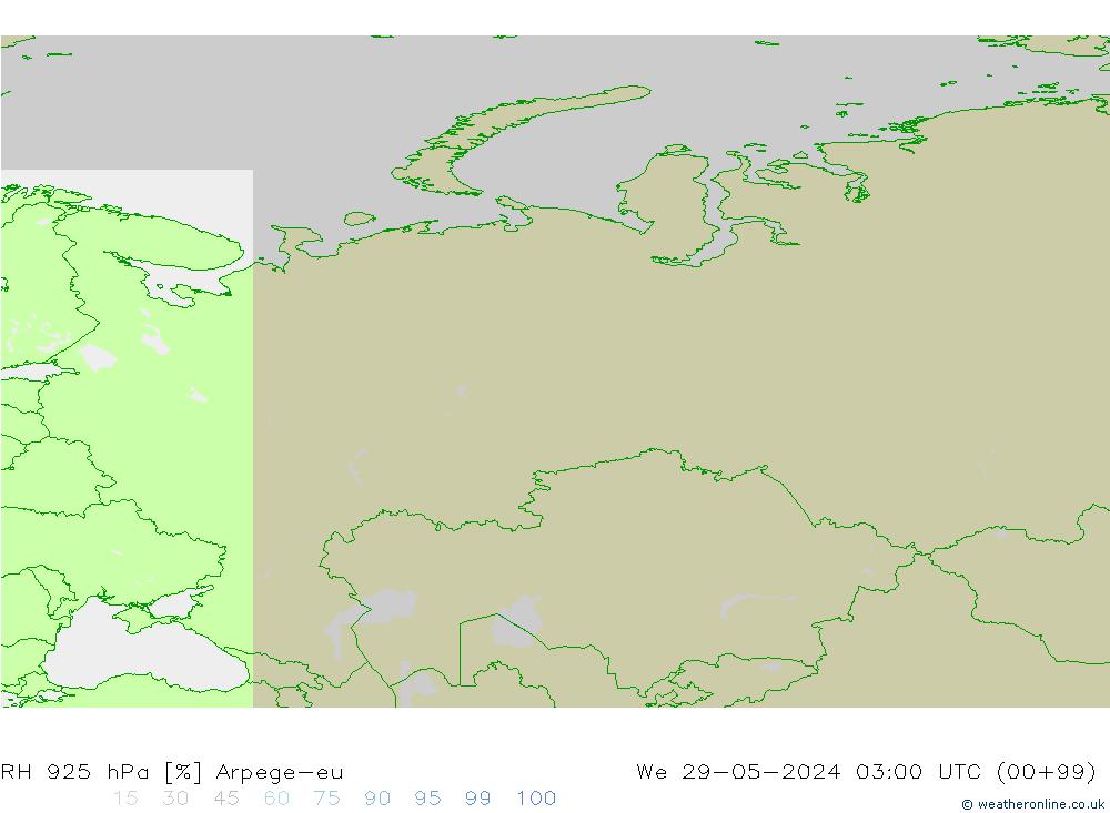 RH 925 hPa Arpege-eu  29.05.2024 03 UTC