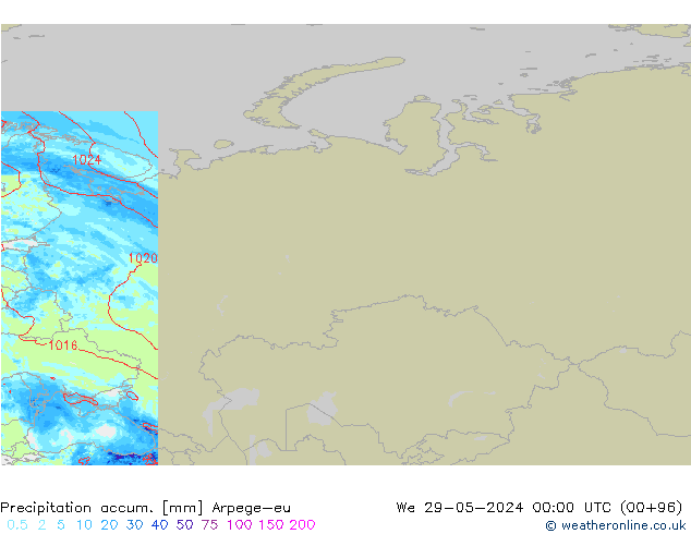 Precipitation accum. Arpege-eu ср 29.05.2024 00 UTC